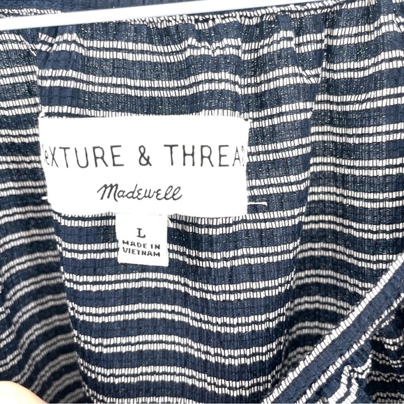 MADEWELL Texture & Thread Peasant Shirt in Stripe Short Fitted Sleeve Top - Picture 8 of 9
